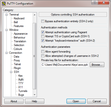 Putty SSH Auth